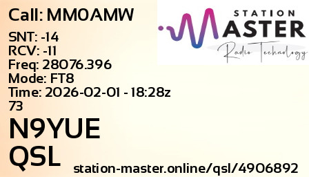 QSL Card for N9YUE QSO with MM0AMW