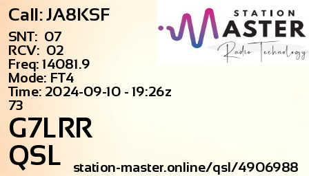 QSL Card for G7LRR QSO with JA8KSF