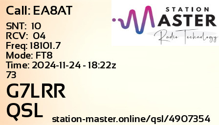 QSL Card for G7LRR QSO with EA8AT