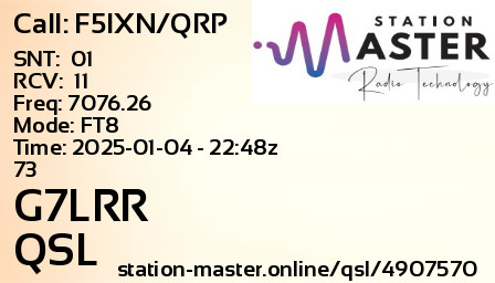 QSL Card for G7LRR QSO with F5IXN/QRP