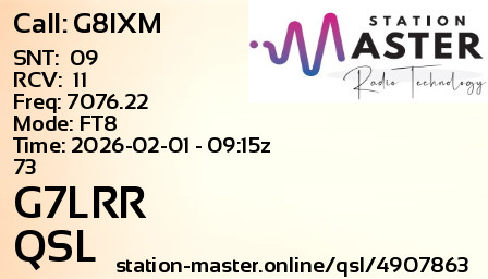 QSL Card for G7LRR QSO with G8IXM