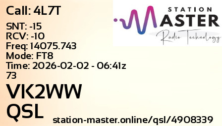 QSL Card for VK2WW QSO with 4L7T