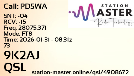 QSL Card for 9K2AJ QSO with PD5WA