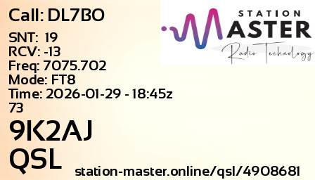 QSL Card for 9K2AJ QSO with DL7BO