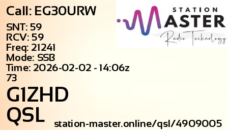 QSL Card for G1ZHD QSO with EG30URW