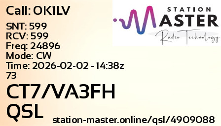 QSL Card for CT7/VA3FH QSO with OK1LV