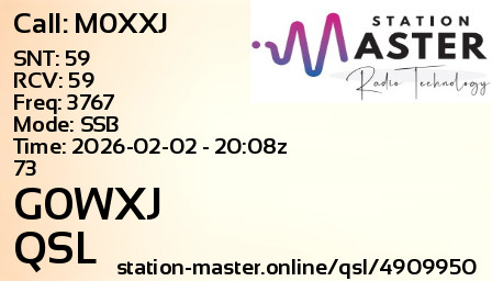 QSL Card for G0WXJ QSO with M0XXJ