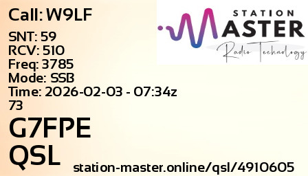 QSL Card for G7FPE QSO with W9LF