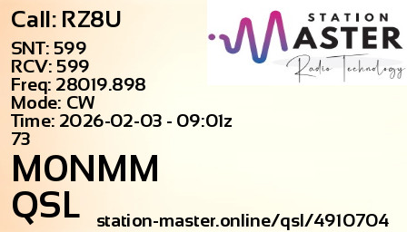 QSL Card for M0NMM QSO with RZ8U