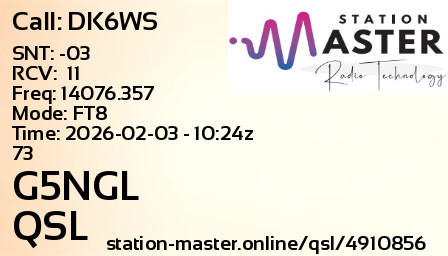 QSL Card for G5NGL QSO with DK6WS