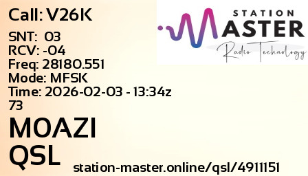 QSL Card for M0AZI QSO with V26K