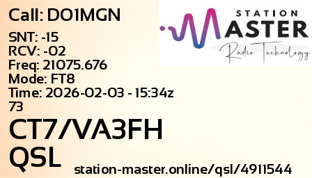 QSL Card for CT7/VA3FH QSO with DO1MGN