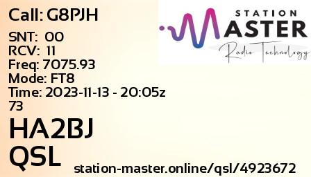 QSL Card for HA2BJ QSO with G8PJH