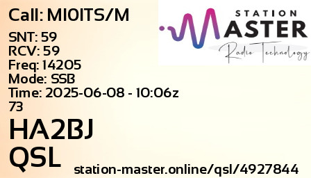 QSL Card for HA2BJ QSO with MI0ITS/M