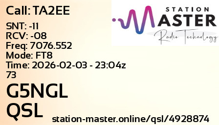 QSL Card for G5NGL QSO with TA2EE