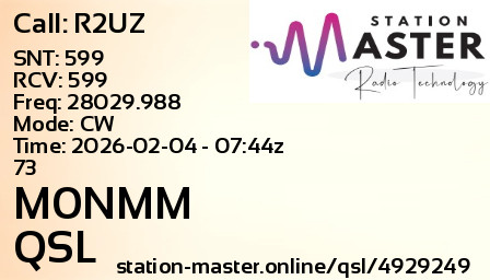QSL Card for M0NMM QSO with R2UZ