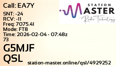 QSL Card for G5MJF QSO with EA7Y