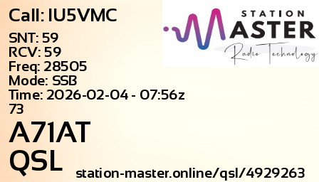 QSL Card for A71AT QSO with IU5VMC