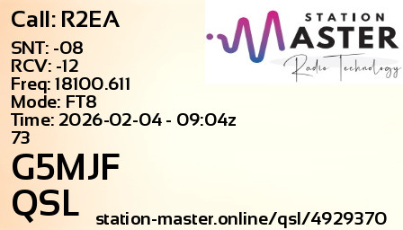 QSL Card for G5MJF QSO with R2EA