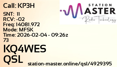 QSL Card for KQ4WES QSO with KP3H