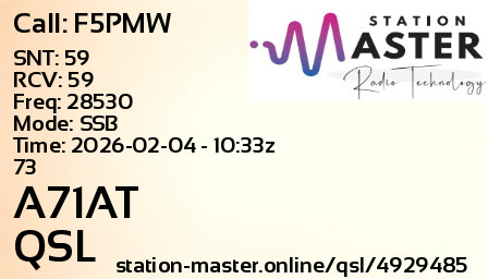 QSL Card for A71AT QSO with F5PMW