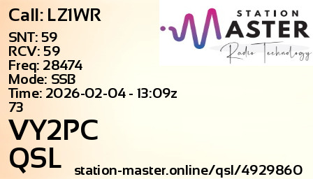 QSL Card for VY2PC QSO with LZ1WR