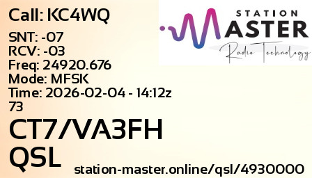 QSL Card for CT7/VA3FH QSO with KC4WQ