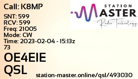 QSL Card for OE4EIE QSO with K8MP