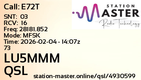 QSL Card for LU5MMM QSO with E72T