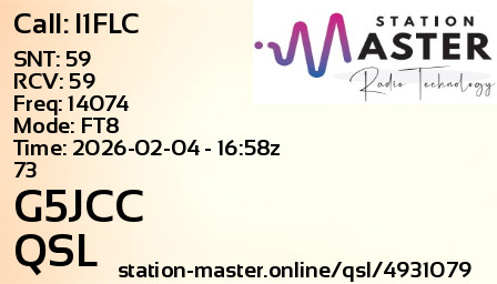 QSL Card for G5JCC QSO with I1FLC