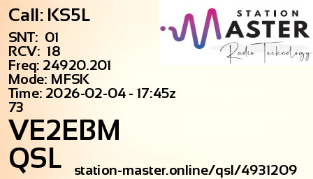 QSL Card for VE2EBM QSO with KS5L