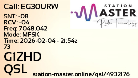 QSL Card for G1ZHD QSO with EG30URW