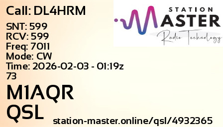 QSL Card for M1AQR QSO with DL4HRM