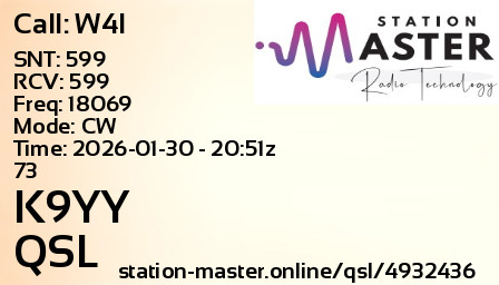 QSL Card for K9YY QSO with W4I