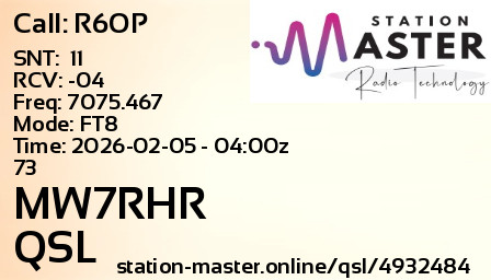 QSL Card for MW7RHR QSO with R6OP