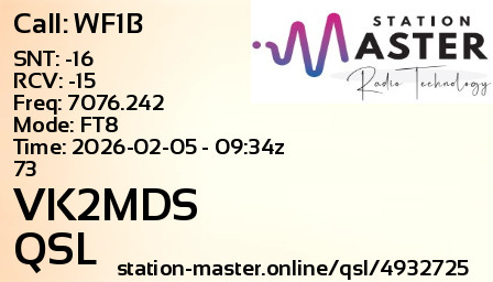 QSL Card for VK2MDS QSO with WF1B