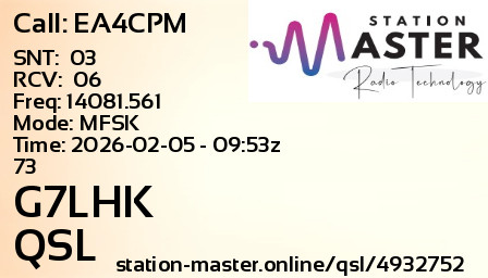 QSL Card for G7LHK QSO with EA4CPM