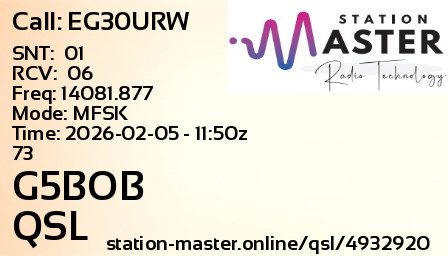 QSL Card for G5BOB QSO with EG30URW