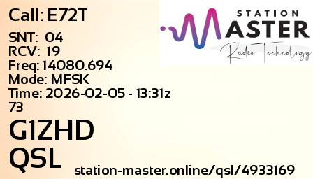 QSL Card for G1ZHD QSO with E72T