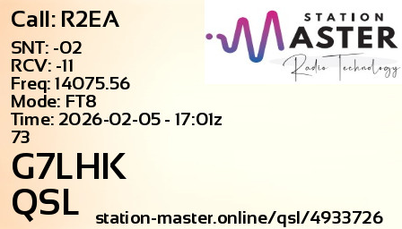 QSL Card for G7LHK QSO with R2EA