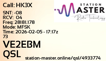 QSL Card for VE2EBM QSO with HK3X
