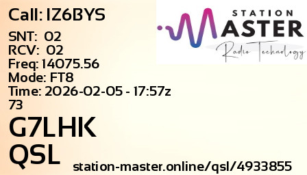 QSL Card for G7LHK QSO with IZ6BYS
