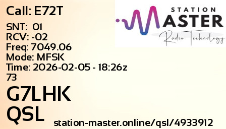 QSL Card for G7LHK QSO with E72T