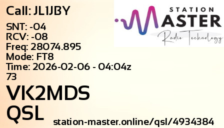 QSL Card for VK2MDS QSO with JL1JBY