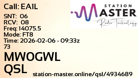 QSL Card for MW0GWL QSO with EA1L