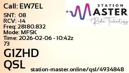 QSL Card for G1ZHD QSO with EW7EL