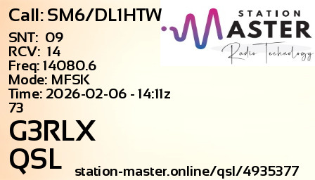 QSL Card for G3RLX QSO with SM6/DL1HTW