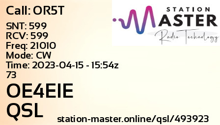 QSL Card for OE4EIE QSO with OR5T