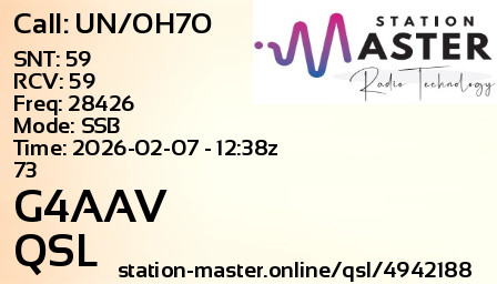 QSL Card for G4AAV QSO with UN/OH7O