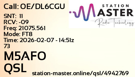 QSL Card for M5AFO QSO with OE/DL6CGU